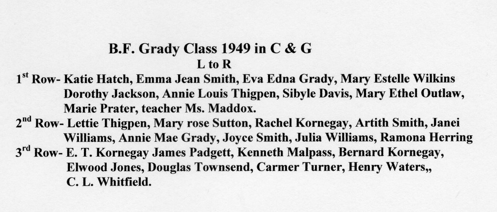 BFG Class of 1949 in Cap & Gown list