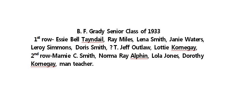 BF Grady Senior class 1933 list